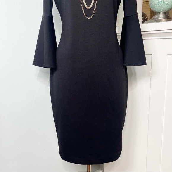 Calvin Klein Black Bell Sleeve Sheath Dress 4 Small - Picture 5 of 14